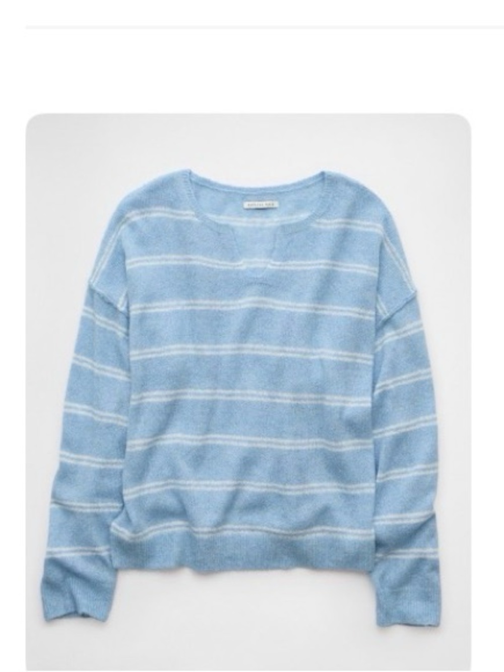 American Eagle Outfitters Light Blue & White Striped Crewneck Sweater
